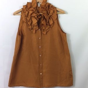 J. Crew burnt orange silk ruffle blouse size 12